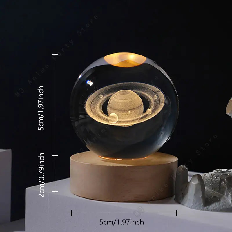 Unique 3D Crystal Ball Night Light Table Glowing Galaxy Lamp