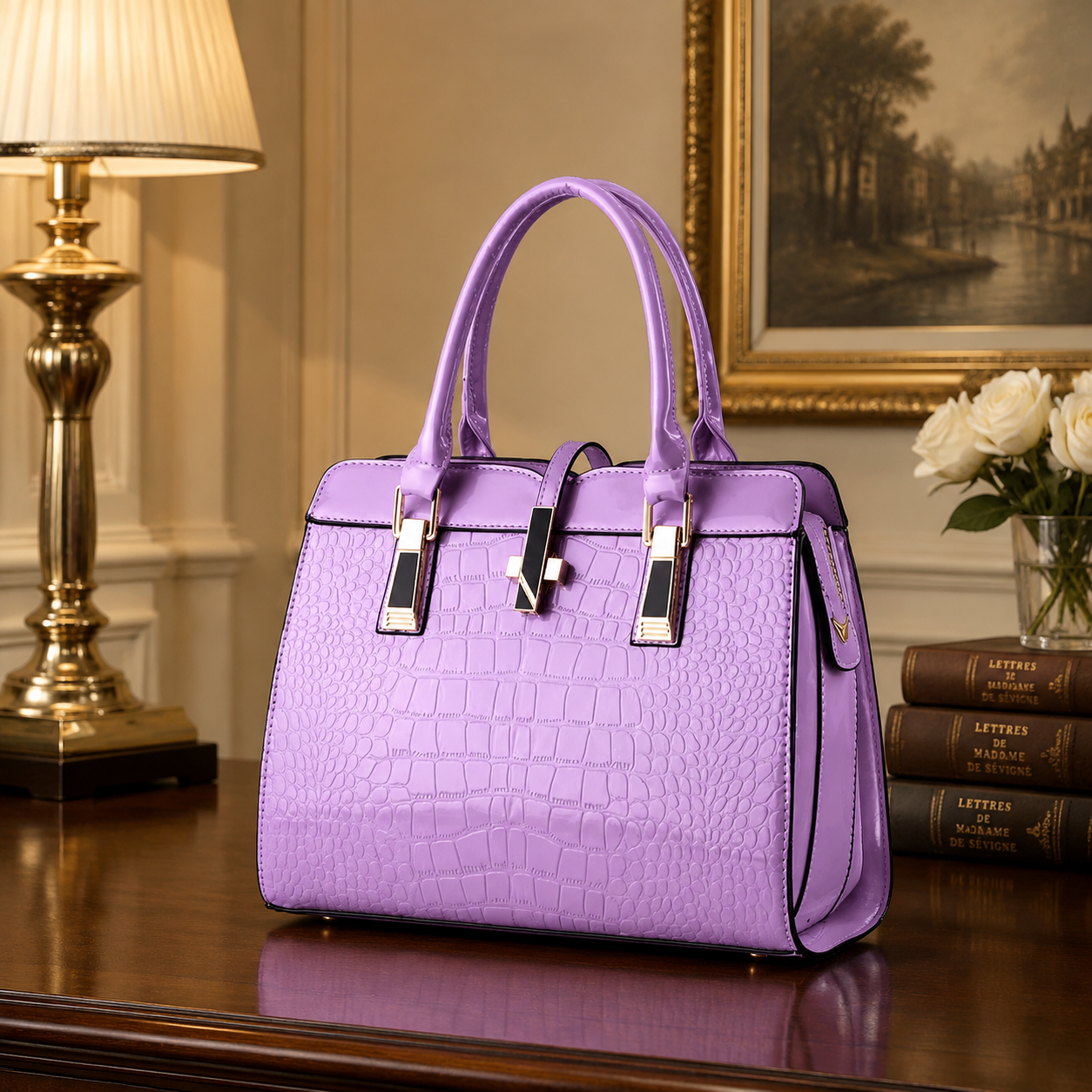 Cozy Nest Comfort Women's Retro Stone-Embossed PU Leather Handbag