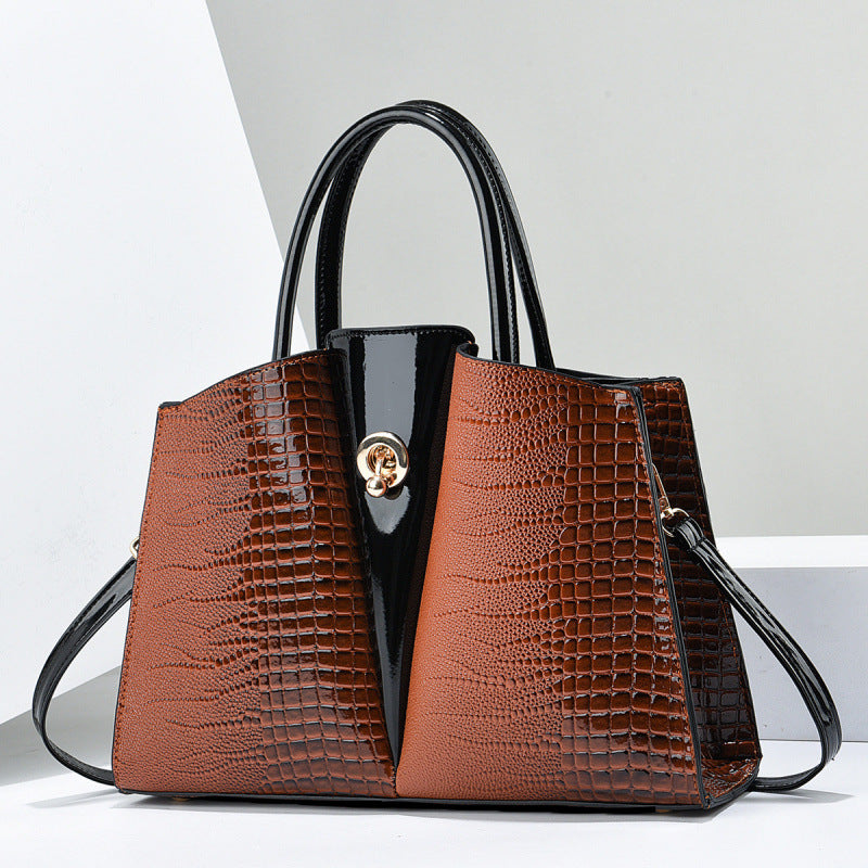 Glazed Embose Leather Handbag