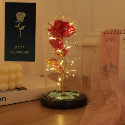 LED Enchanted Galaxy Rose with Fairy Lights in Dome