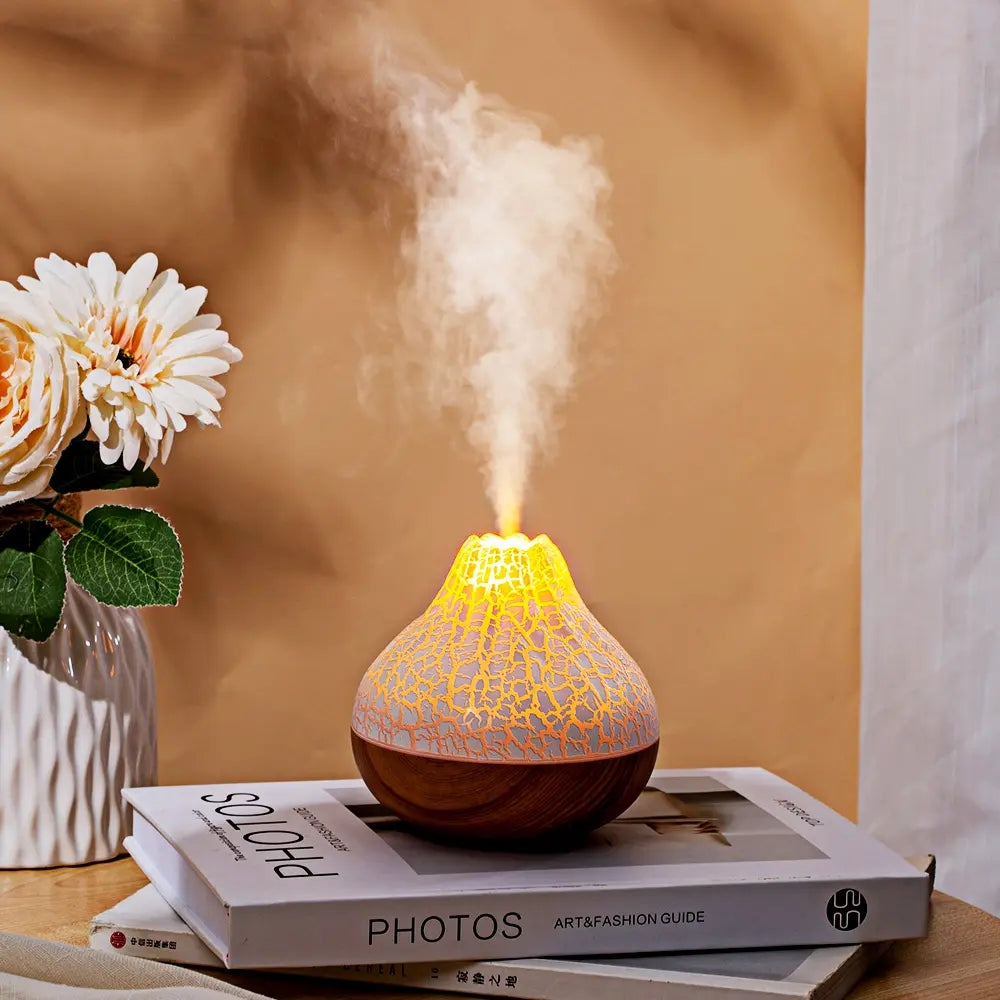 Volcano Air Humidifier USB Cool Mist Humidifier with Colorful LED Night Light