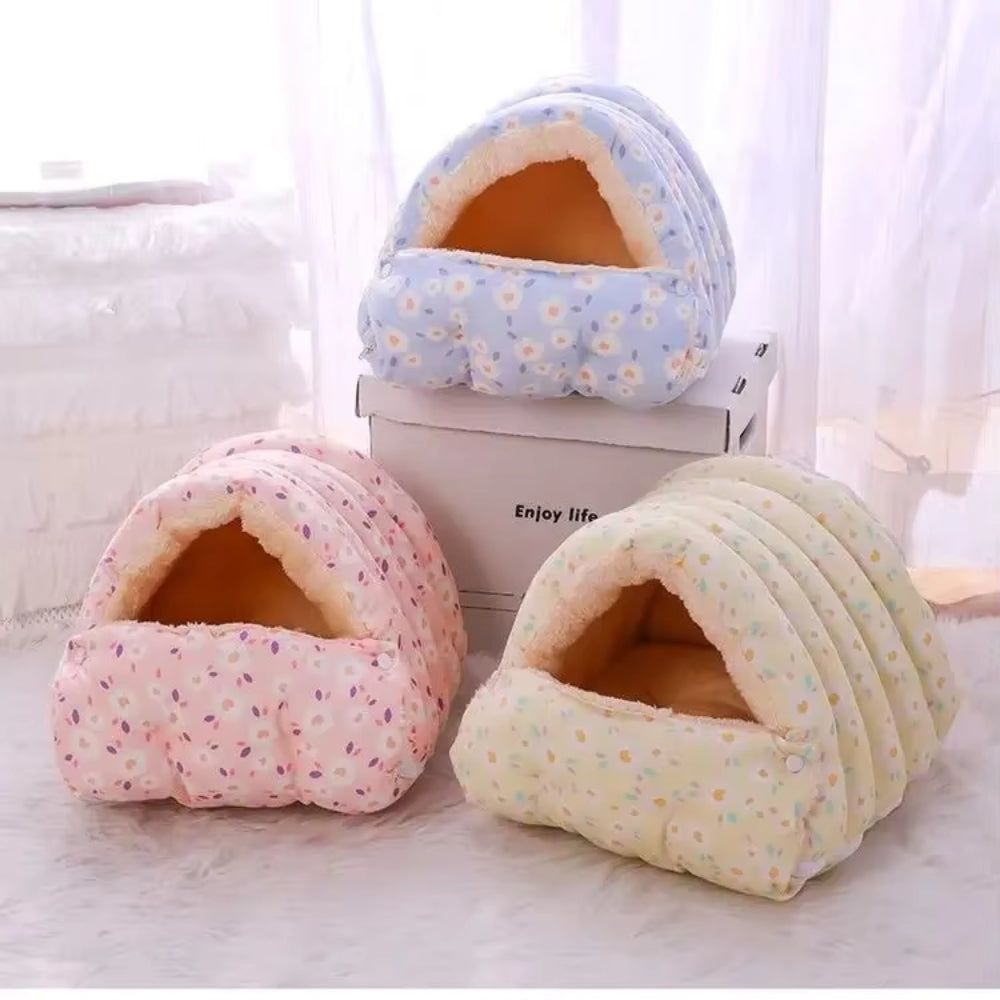 Cozy Sleeping Bag Cat Bed Ultra-Soft Coral Fleece Burrow Bed for Cats and Kittens and Dogs