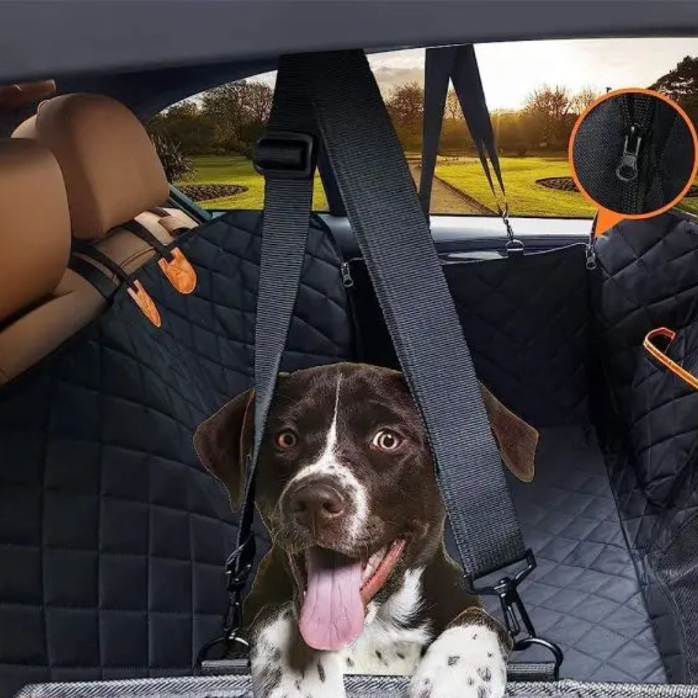 Universal Pet Seat Cover for Car Rear Seat with Visual Mesh Window and Side Zipper