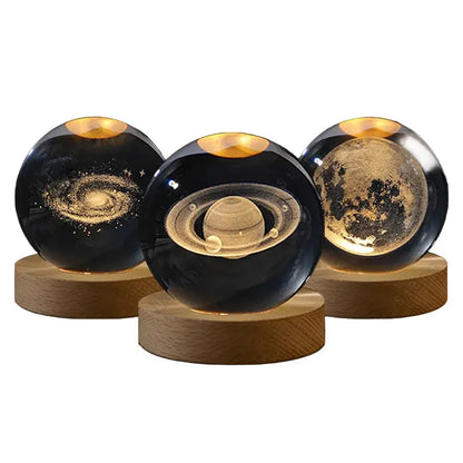 Unique 3D Crystal Ball Night Light Table Glowing Galaxy Lamp