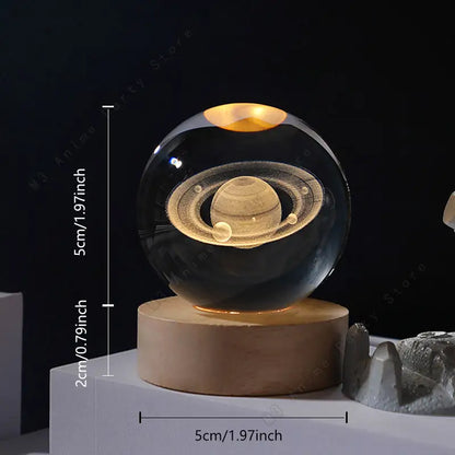 Unique 3D Crystal Ball Night Light Table Glowing Galaxy Lamp
