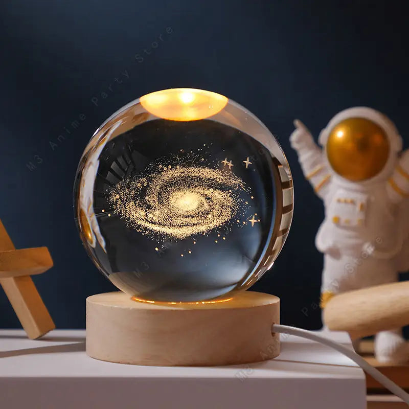 Unique 3D Crystal Ball Night Light Table Glowing Galaxy Lamp