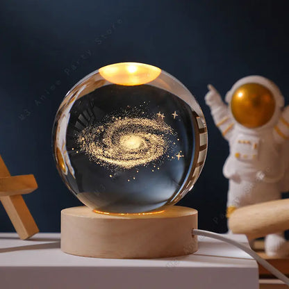 Unique 3D Crystal Ball Night Light Table Glowing Galaxy Lamp