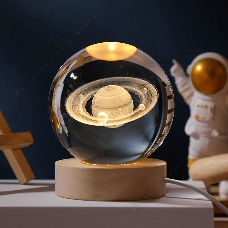 Unique 3D Crystal Ball Night Light Table Glowing Galaxy Lamp