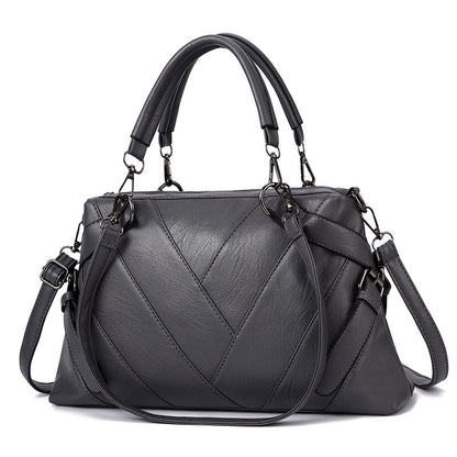 Chevron-Stitch Leather Handbag