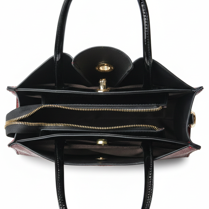 Glazed Embose Leather Handbag