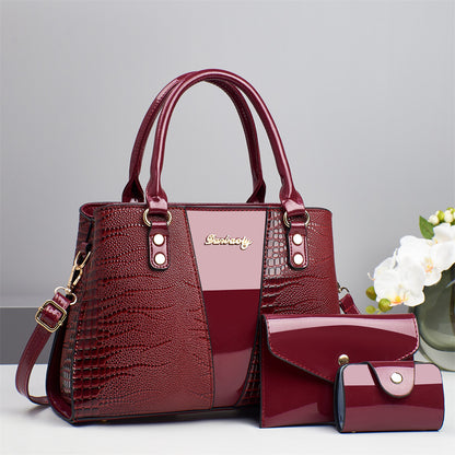 Glazed Alabaster Leather Handbag Set