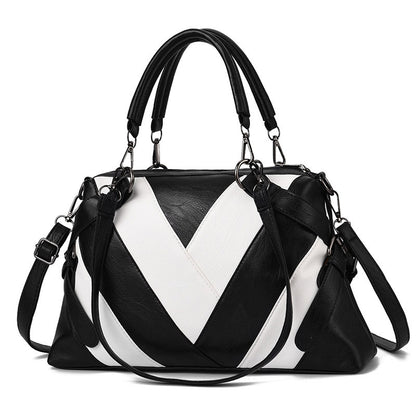 Chevron-Stitch Leather Handbag