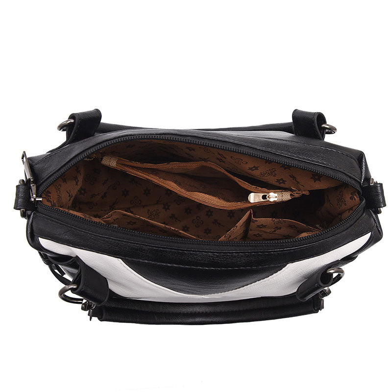 Chevron-Stitch Leather Handbag