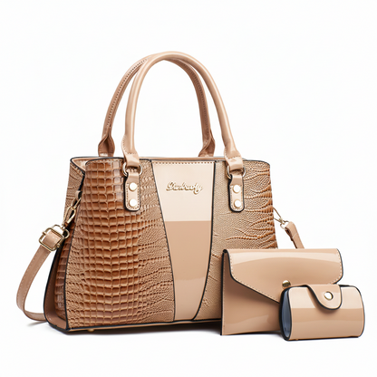 Glazed Alabaster Leather Handbag Set
