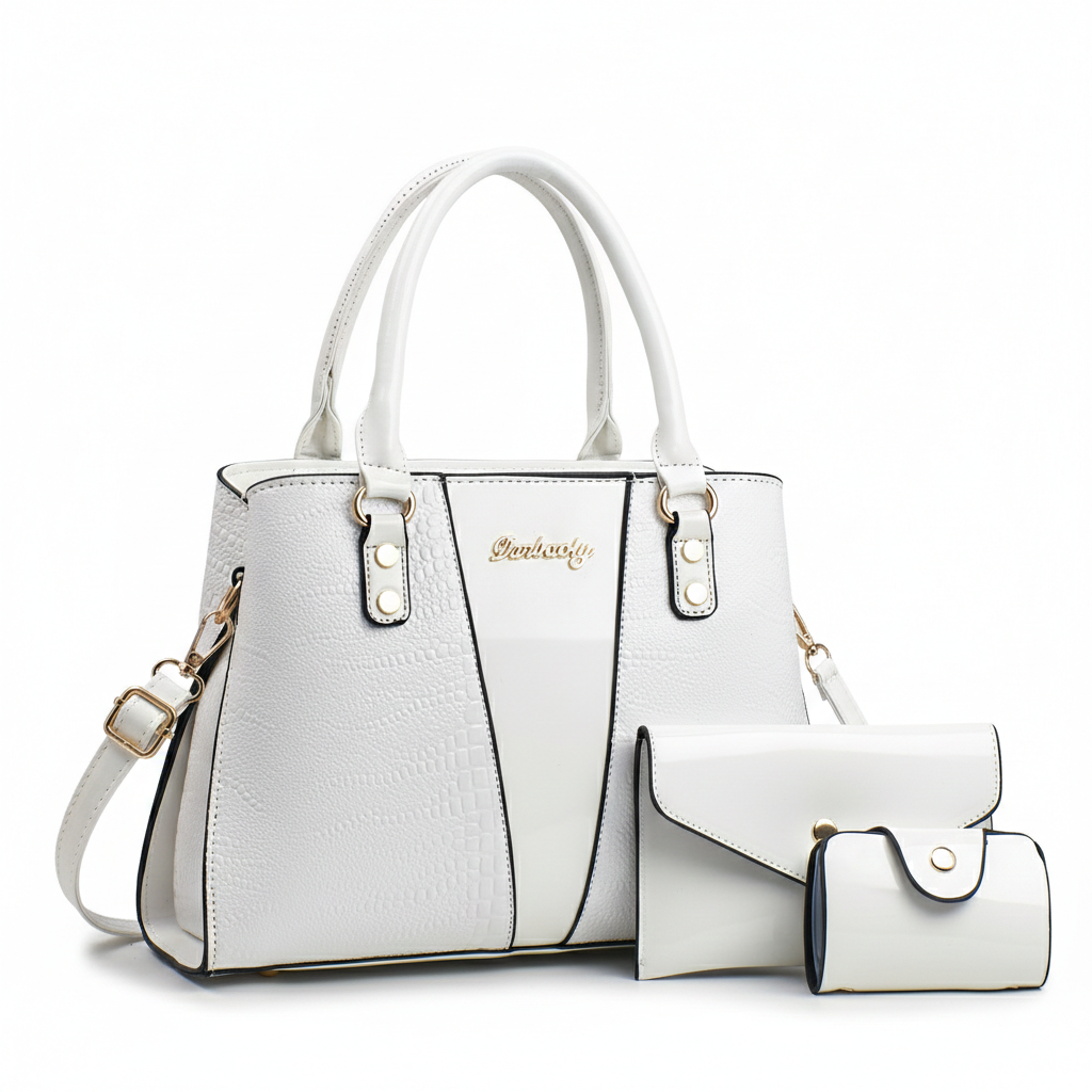 Glazed Alabaster Leather Handbag Set