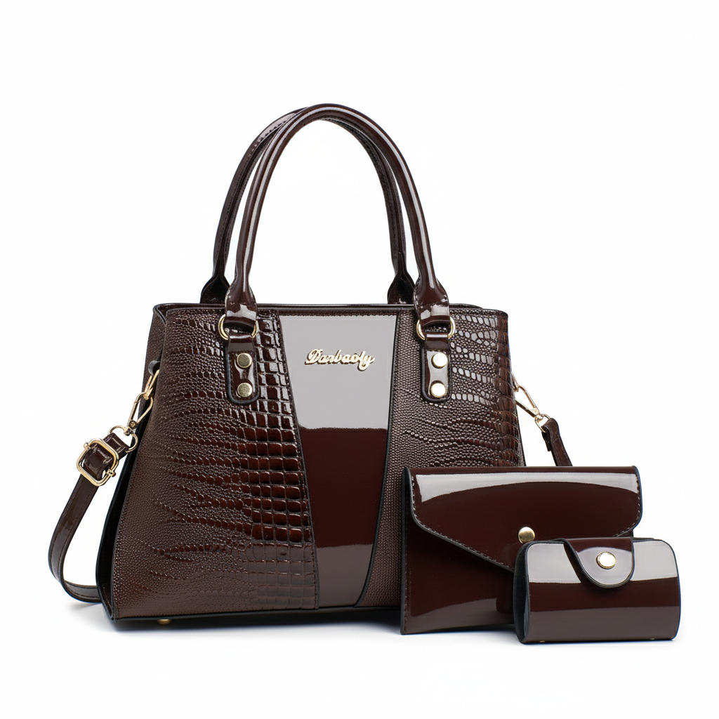Glazed Alabaster Leather Handbag Set