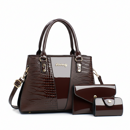Glazed Alabaster Leather Handbag Set