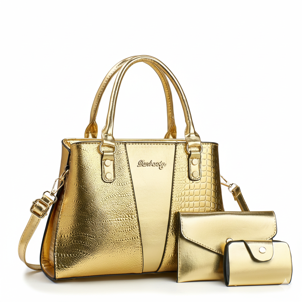 Glazed Alabaster Leather Handbag Set