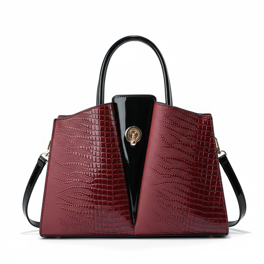 Glazed Embose Leather Handbag