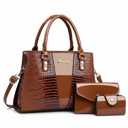Glazed Alabaster Leather Handbag Set