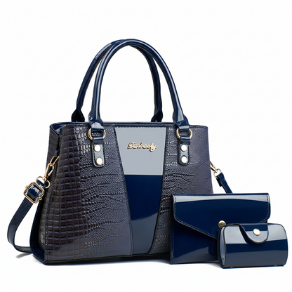 Glazed Alabaster Leather Handbag Set