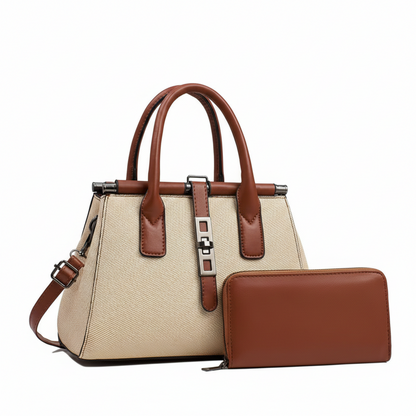 Leather Canvas Handbag Set