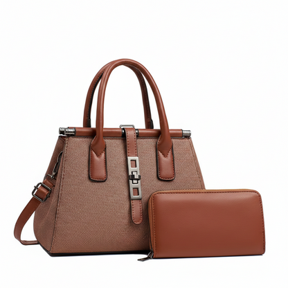 Leather Canvas Handbag Set