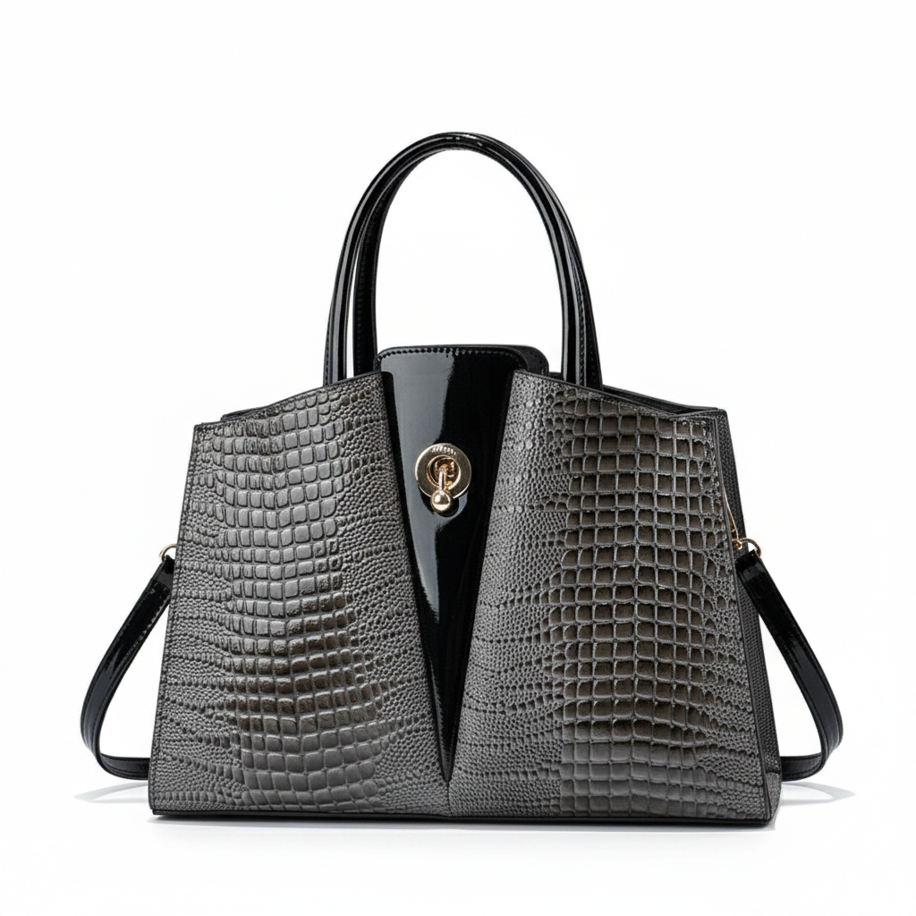 Glazed Embose Leather Handbag
