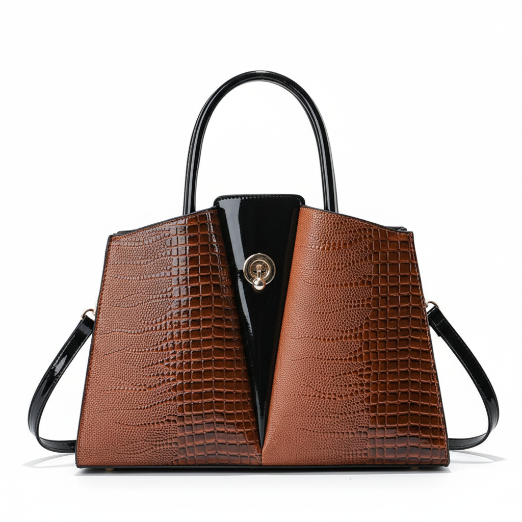 Glazed Embose Leather Handbag