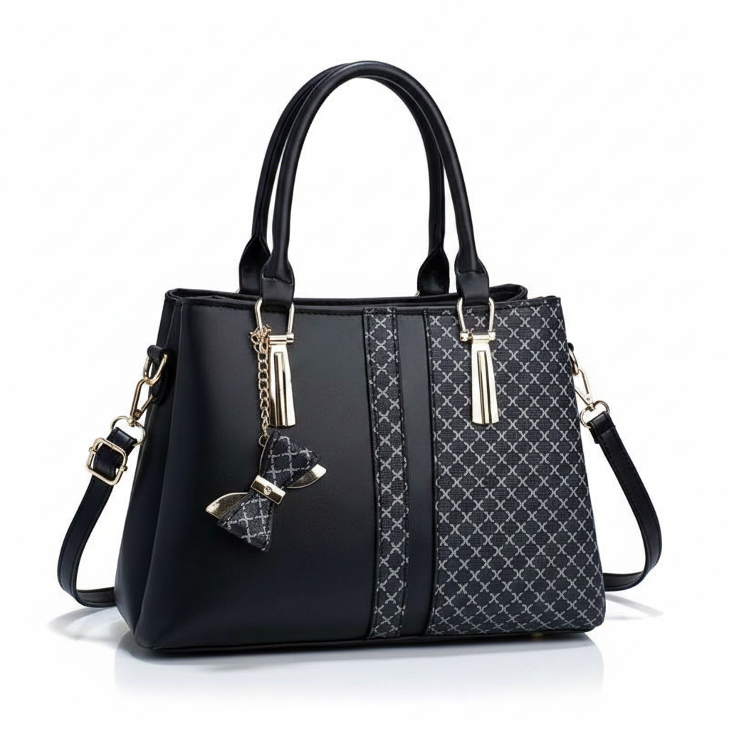 Lattice-Panel Bow Handbag