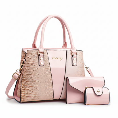 Glazed Alabaster Leather Handbag Set