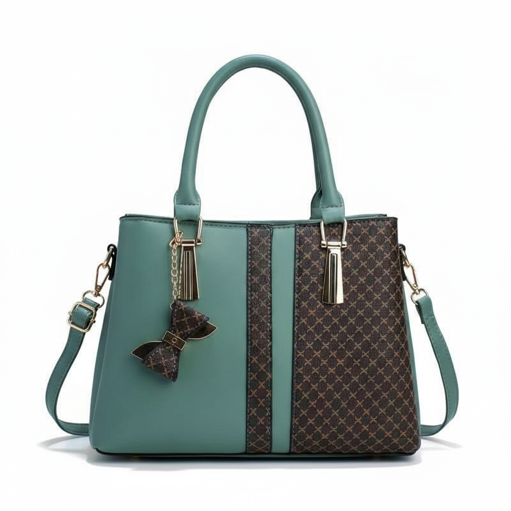 Lattice-Panel Bow Handbag