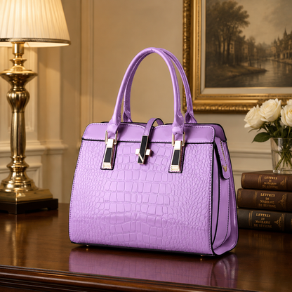Cozy Nest Comfort Women's Retro Stone-Embossed PU Leather Handbag
