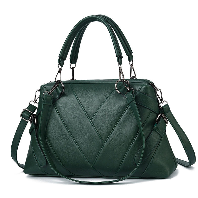 Chevron-Stitch Leather Handbag
