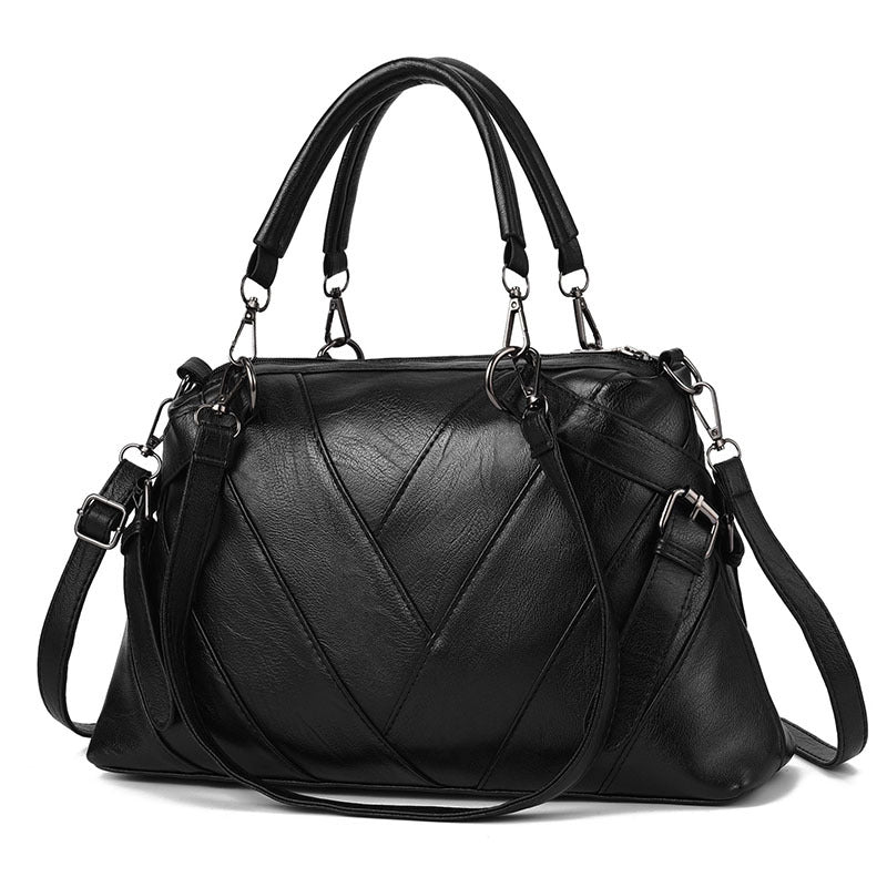 Chevron-Stitch Leather Handbag