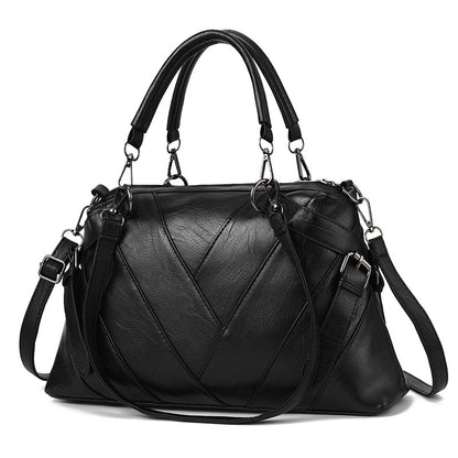 Chevron-Stitch Leather Handbag