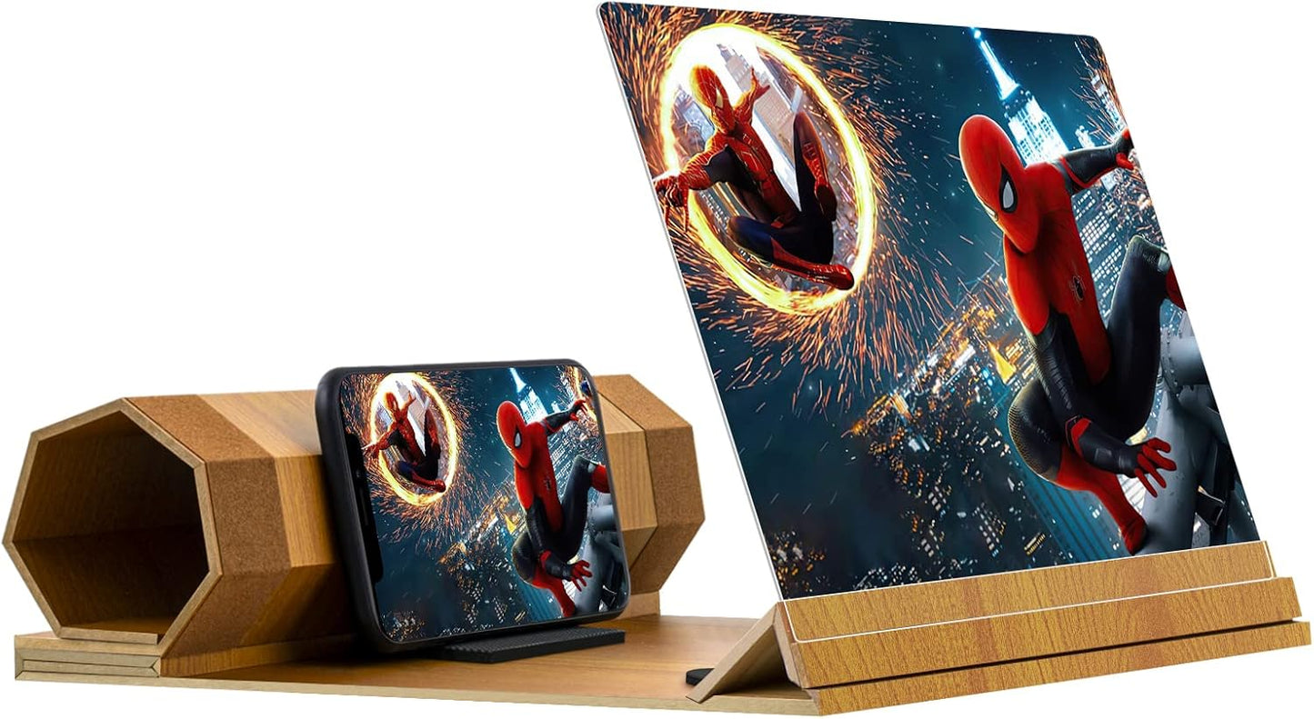 14‘’ Screen Magnifier for Smartphone, Mobile Phone 3D Magnifier Screen Expanders for Movies and Gaming Foldable Phone Stand with Screen Amplifier B1 Beige
